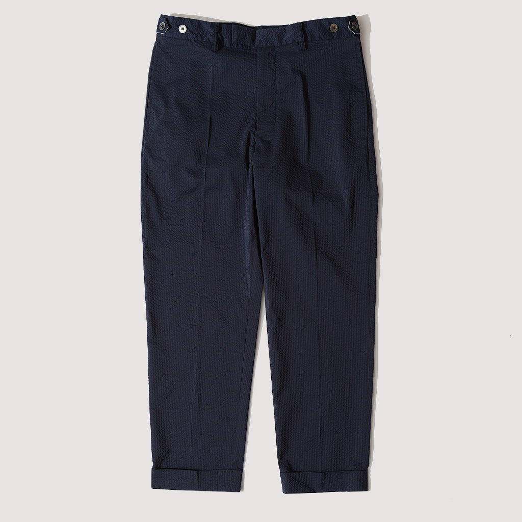 Seersucker Ivy Trousers - Navy | Beams Plus | Peggs & Son.