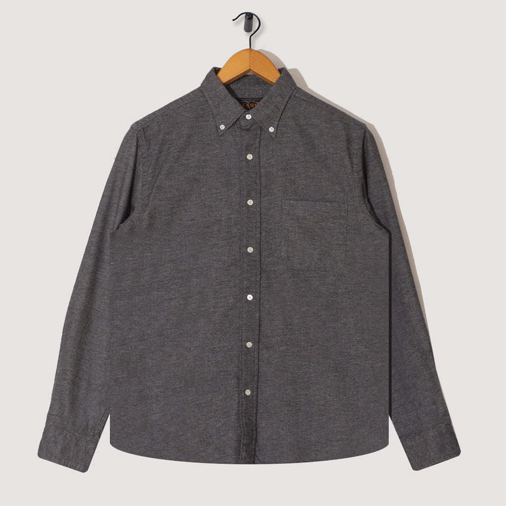 Button Down Flannel Solid Shirt - Grey | Beams Plus | Peggs & Son.