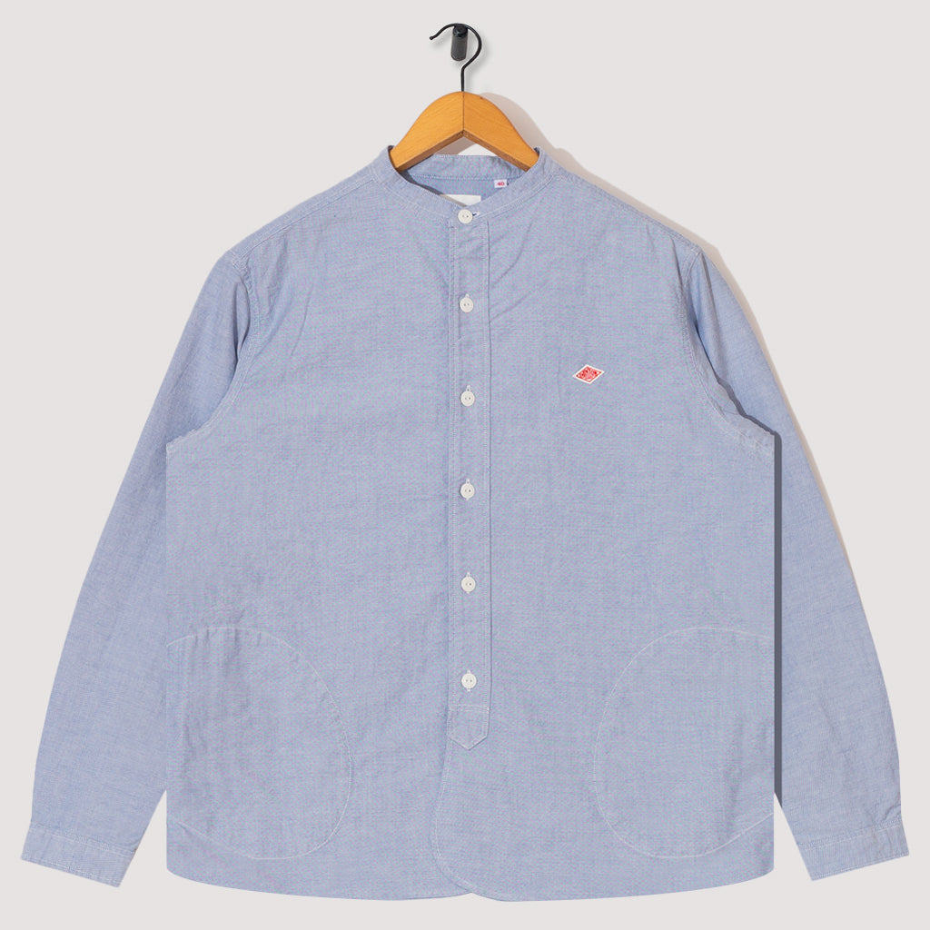 L/S Band Collar Shirt - Blue | Danton | Peggs & Son.