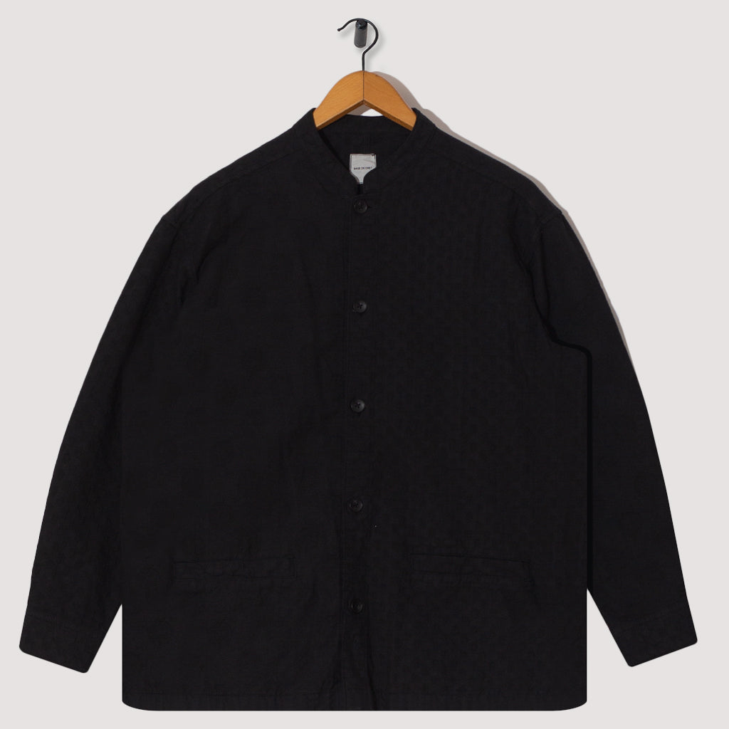 Stand Collar Shirt Jacket - Black