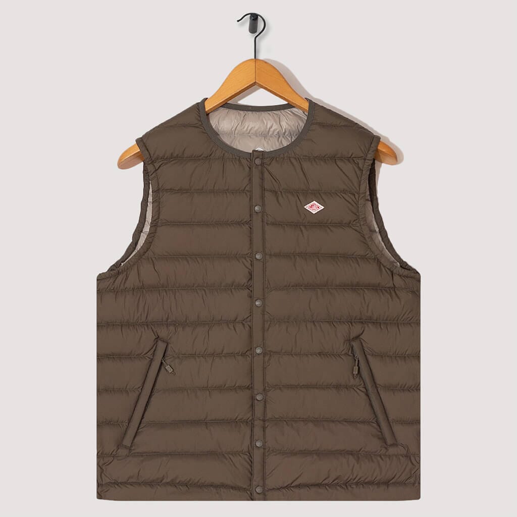 Down Crewneck Vest - Olive | Danton | Peggs & Son.