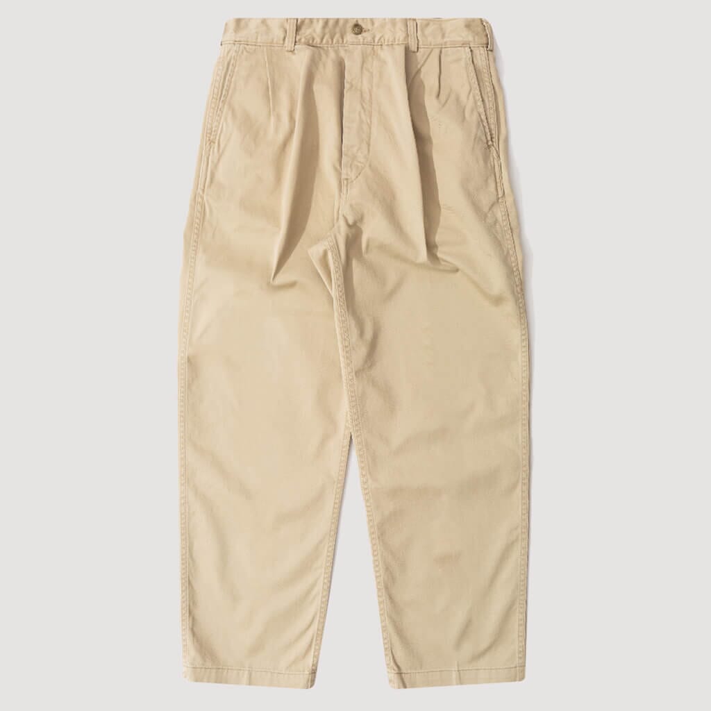 Two Tuck Wide Trouser - Khaki