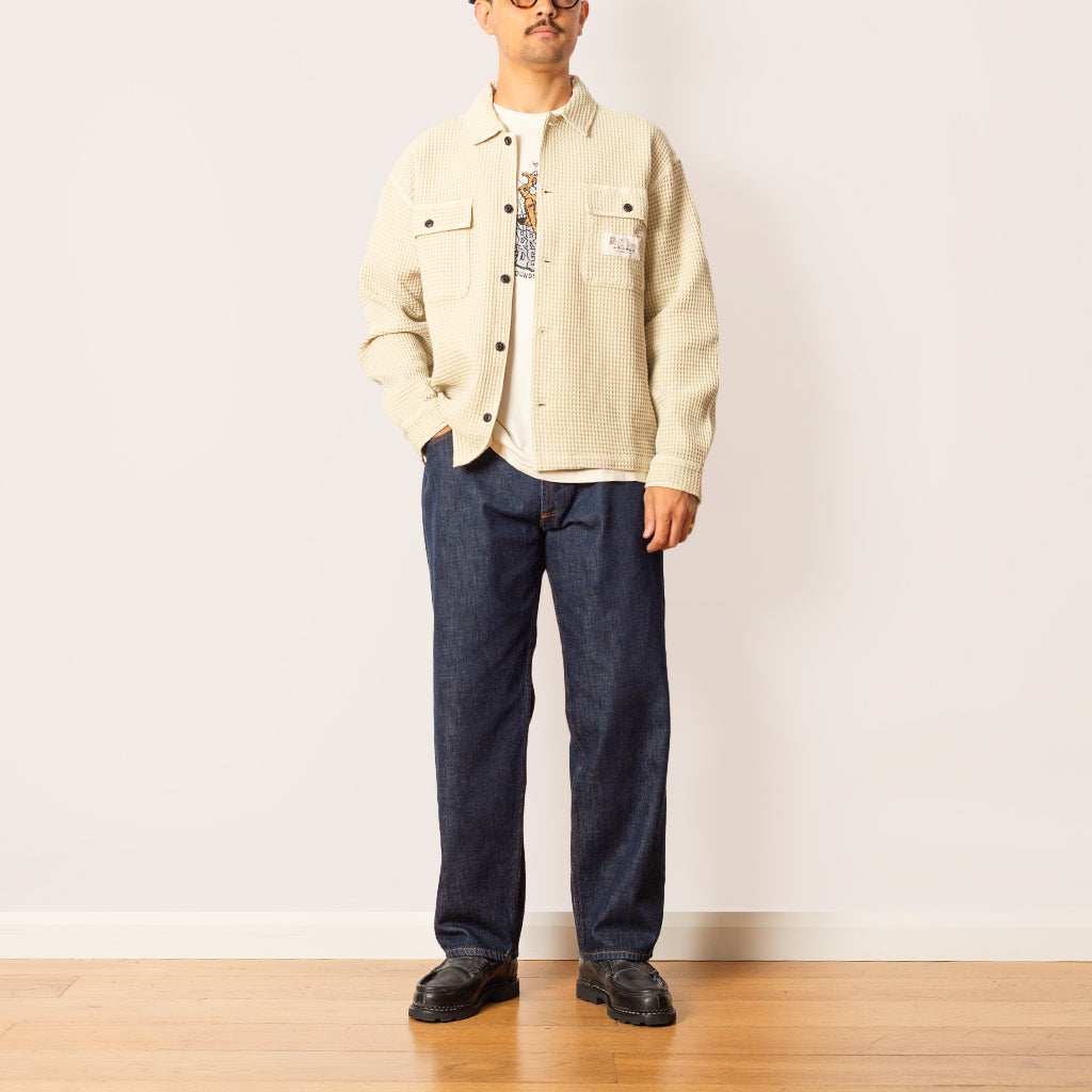 Waffle Button Front Shirt - Tan