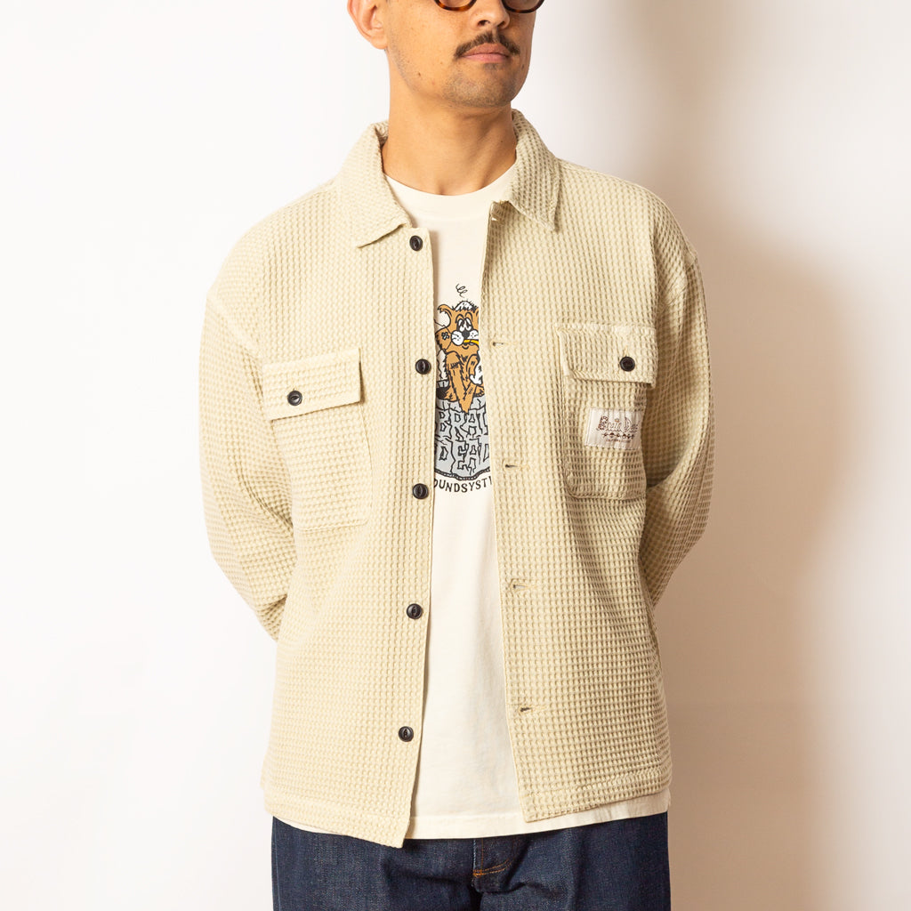 Waffle Button Front Shirt - Tan