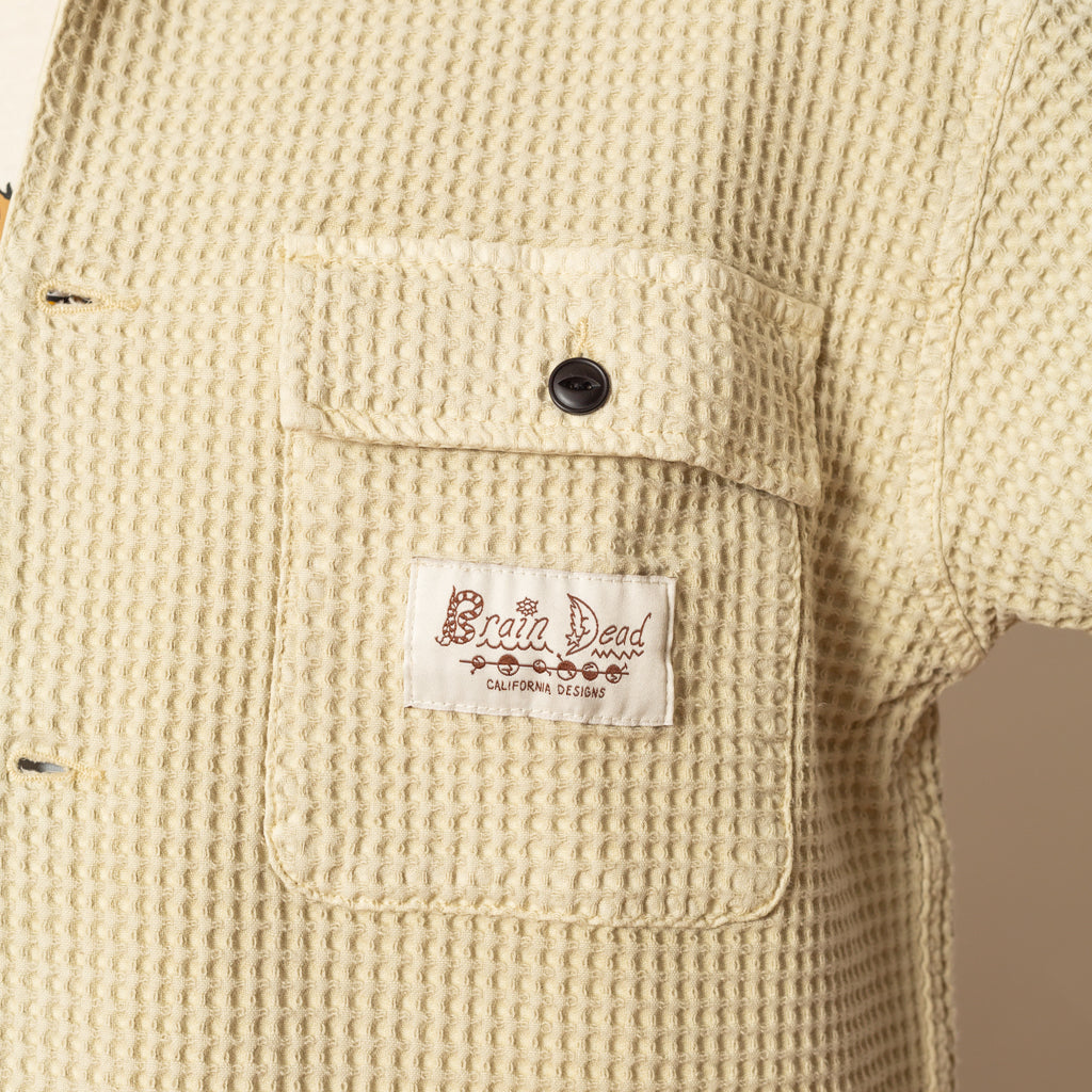 Waffle Button Front Shirt - Tan