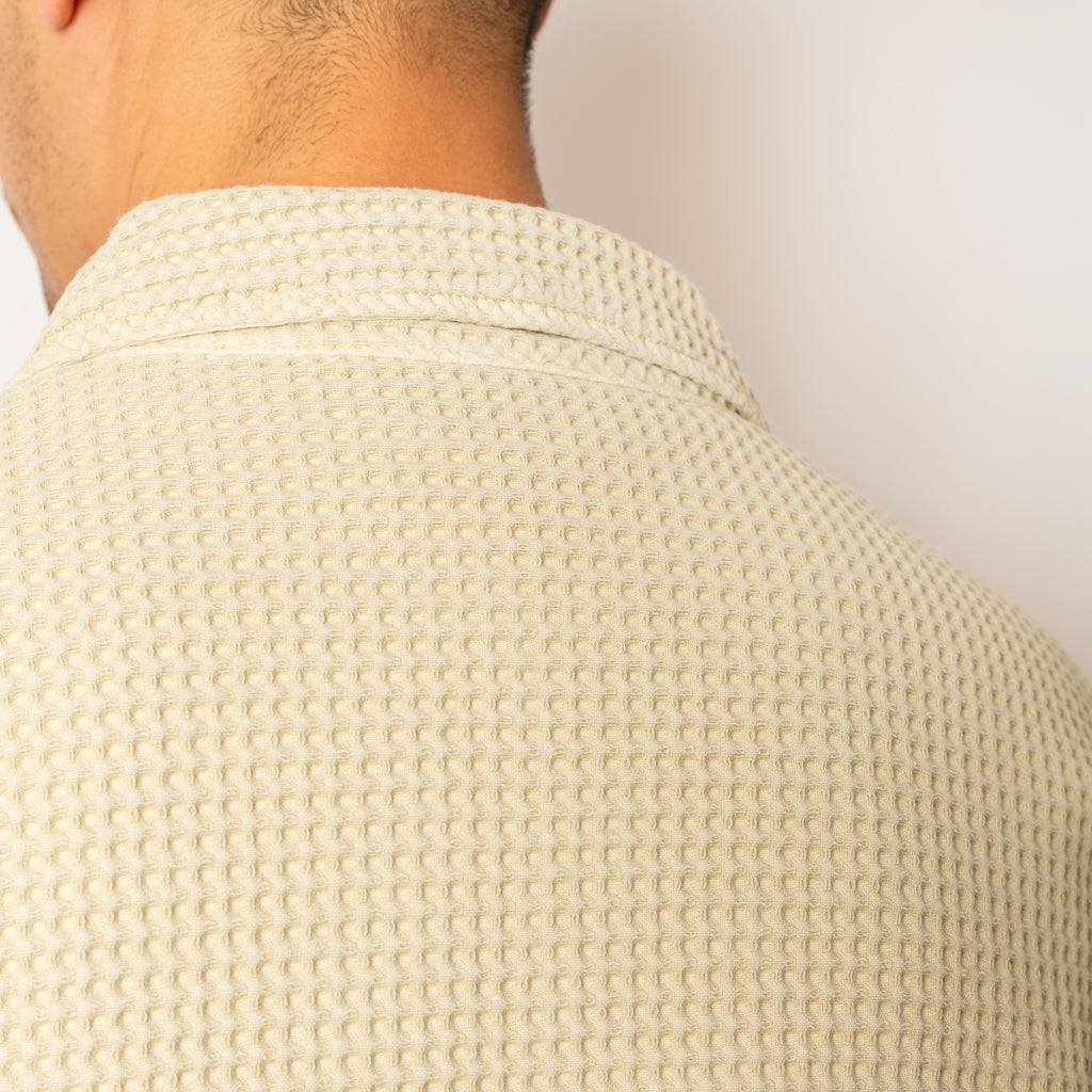 Waffle Button Front Shirt - Tan