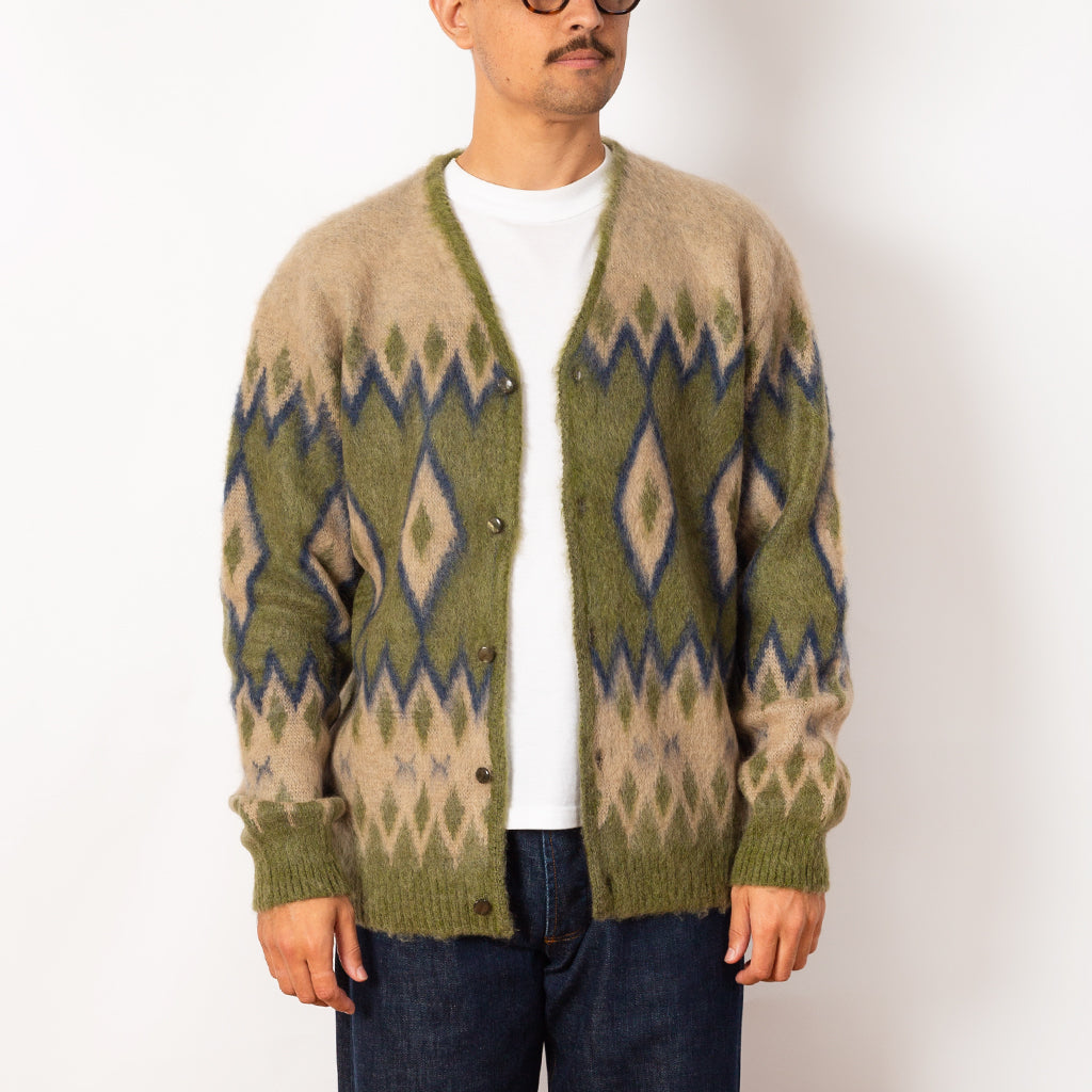 Mohair Cardigan - Olive Diamond