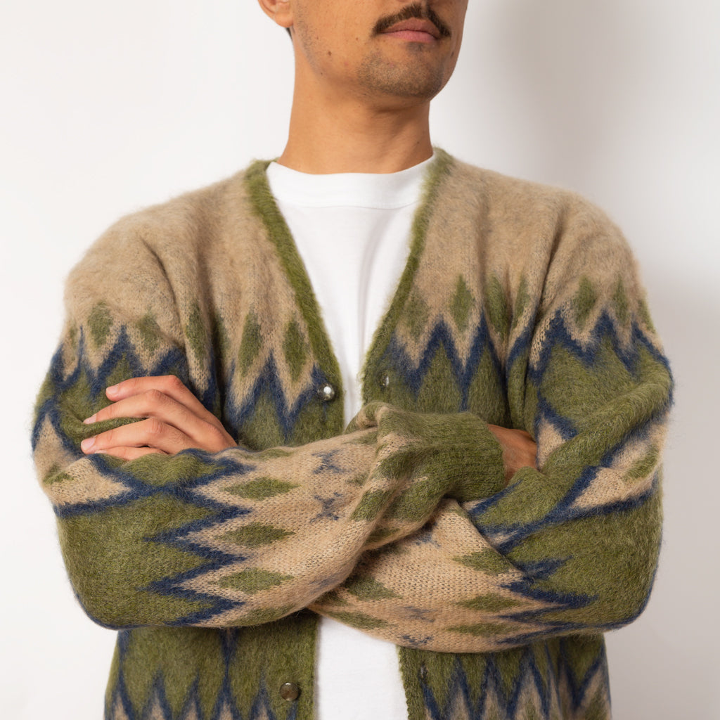 Mohair Cardigan - Olive Diamond