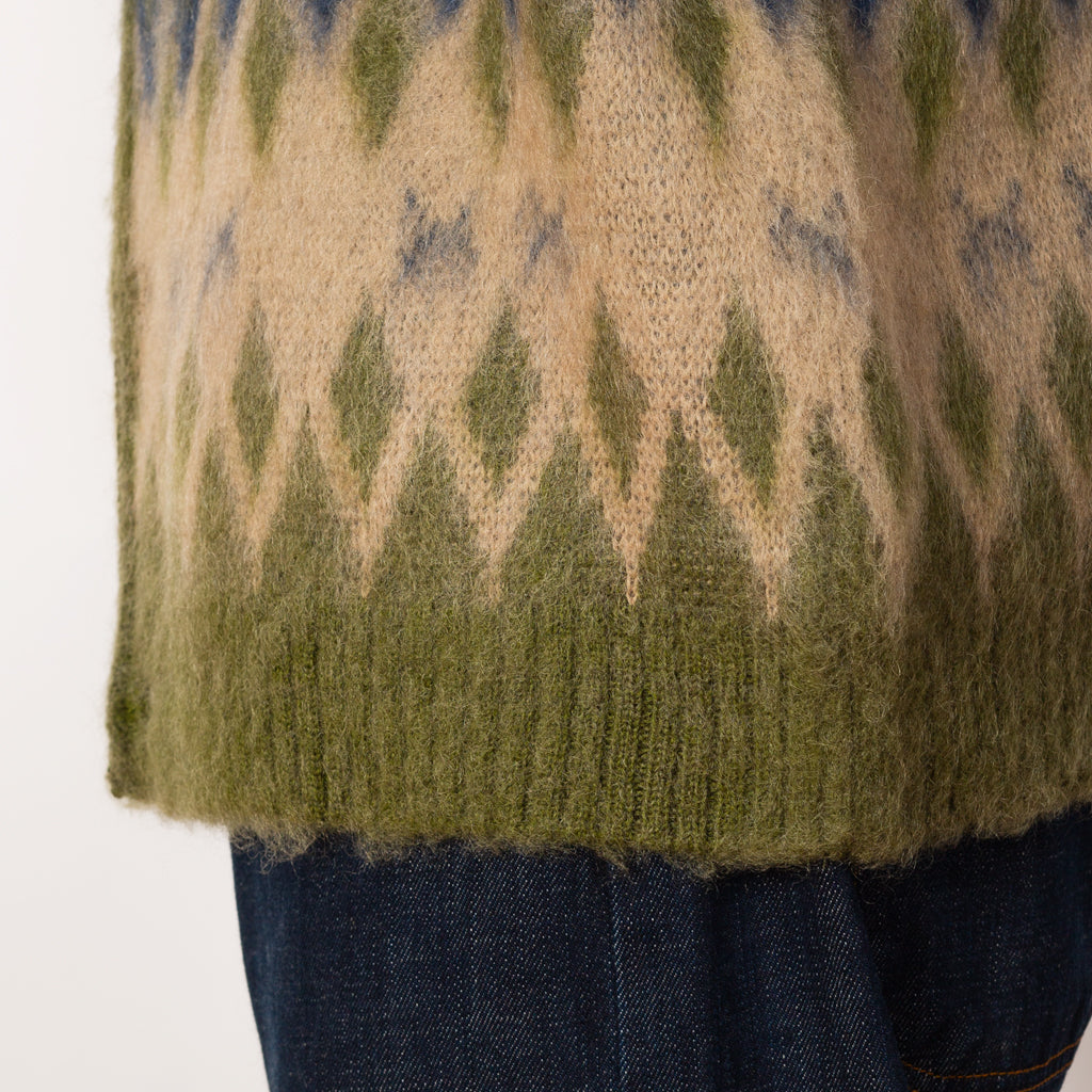 Mohair Cardigan - Olive Diamond