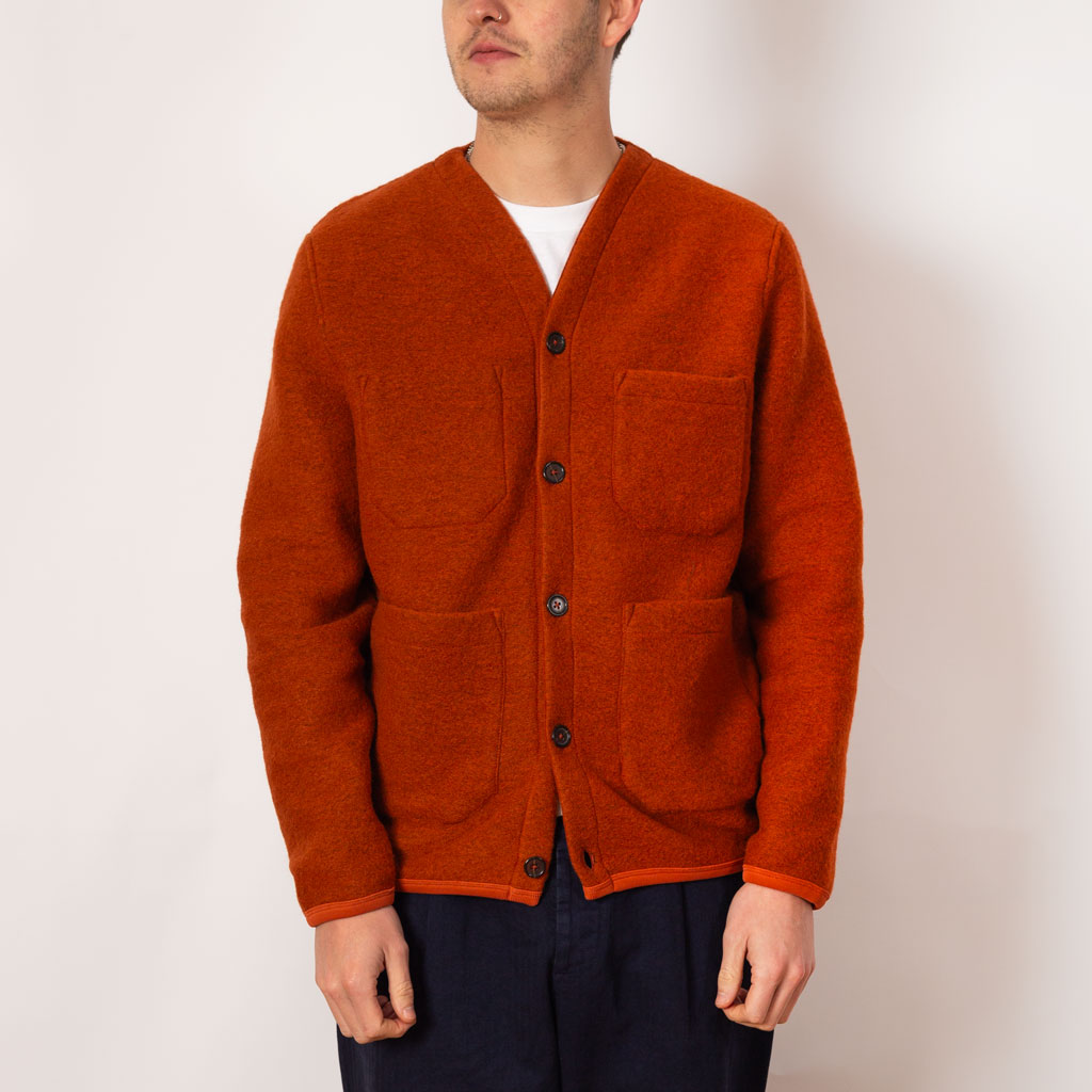 Wool Fleece Cardigan - Orange