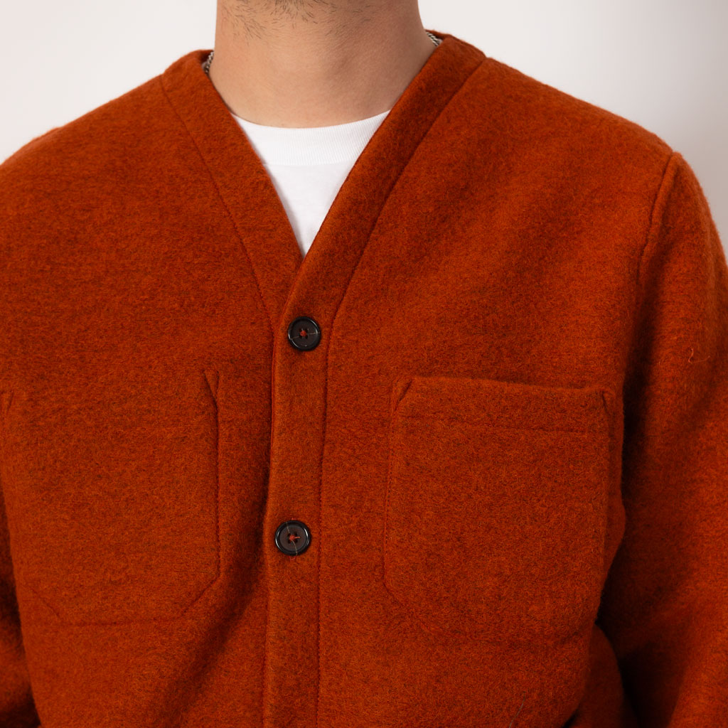 Wool Fleece Cardigan - Orange