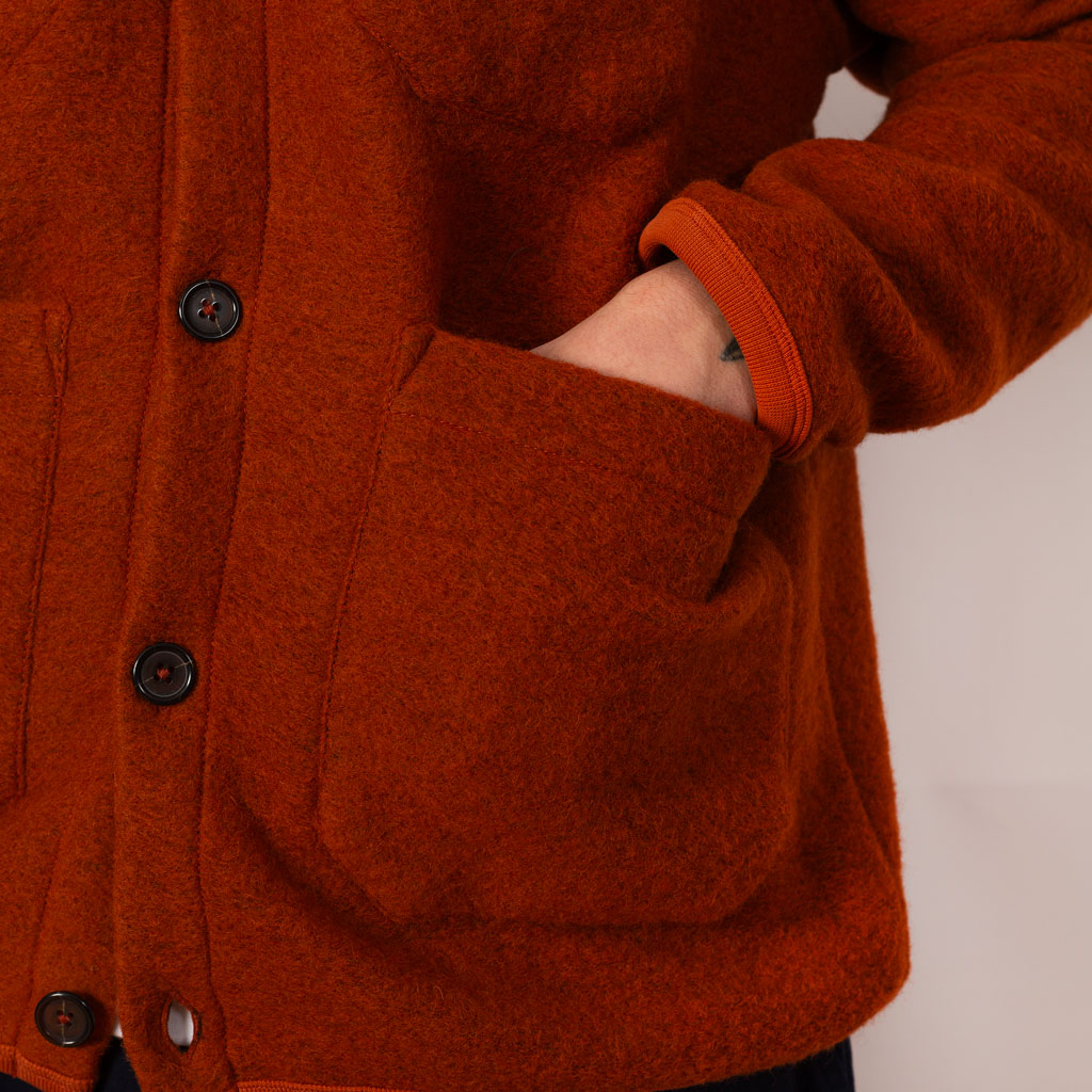 Wool Fleece Cardigan - Orange