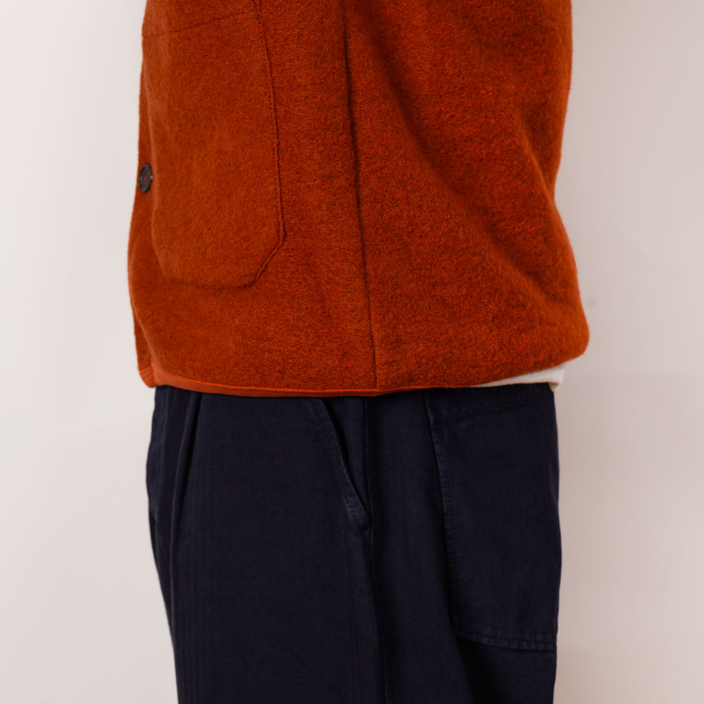 Wool Fleece Cardigan - Orange