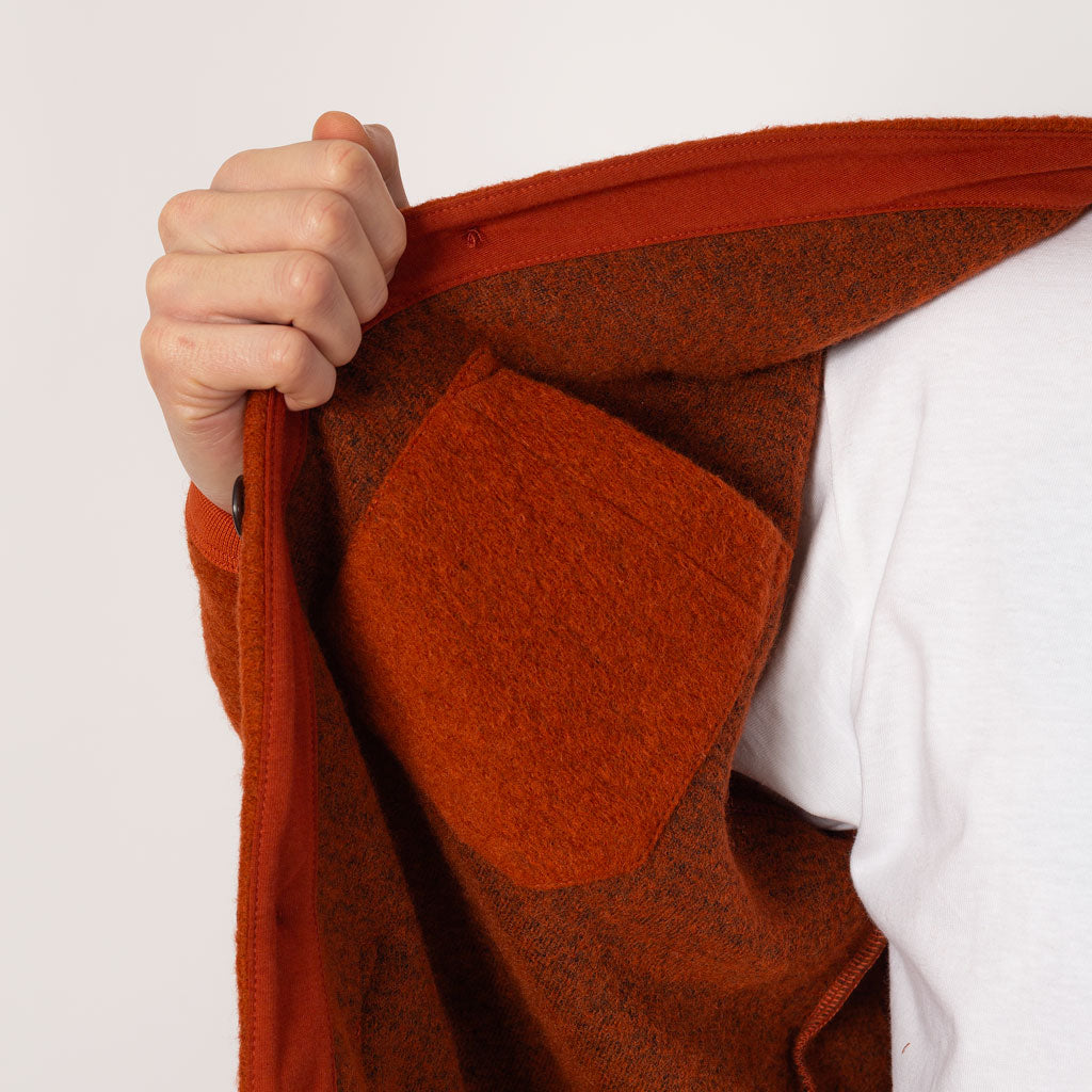 Wool Fleece Cardigan - Orange