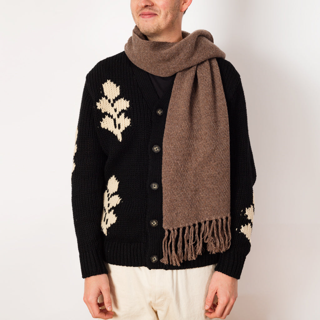 Knitted Lambswool Scarf - Brown