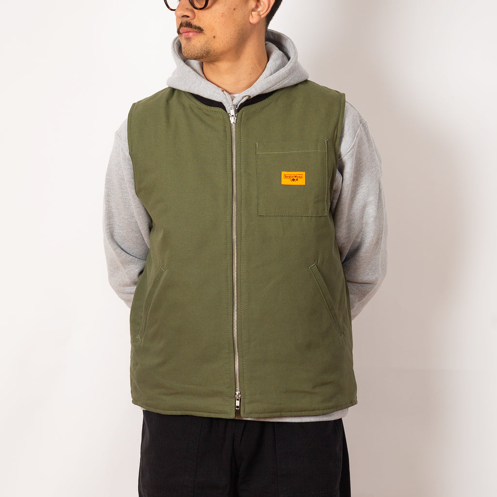 Padded Work Vest Jacket - Olive