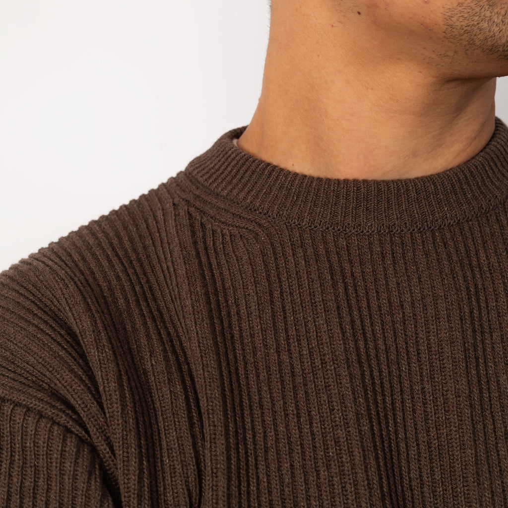 Super Fine Wool Rib Knit - Top Brown