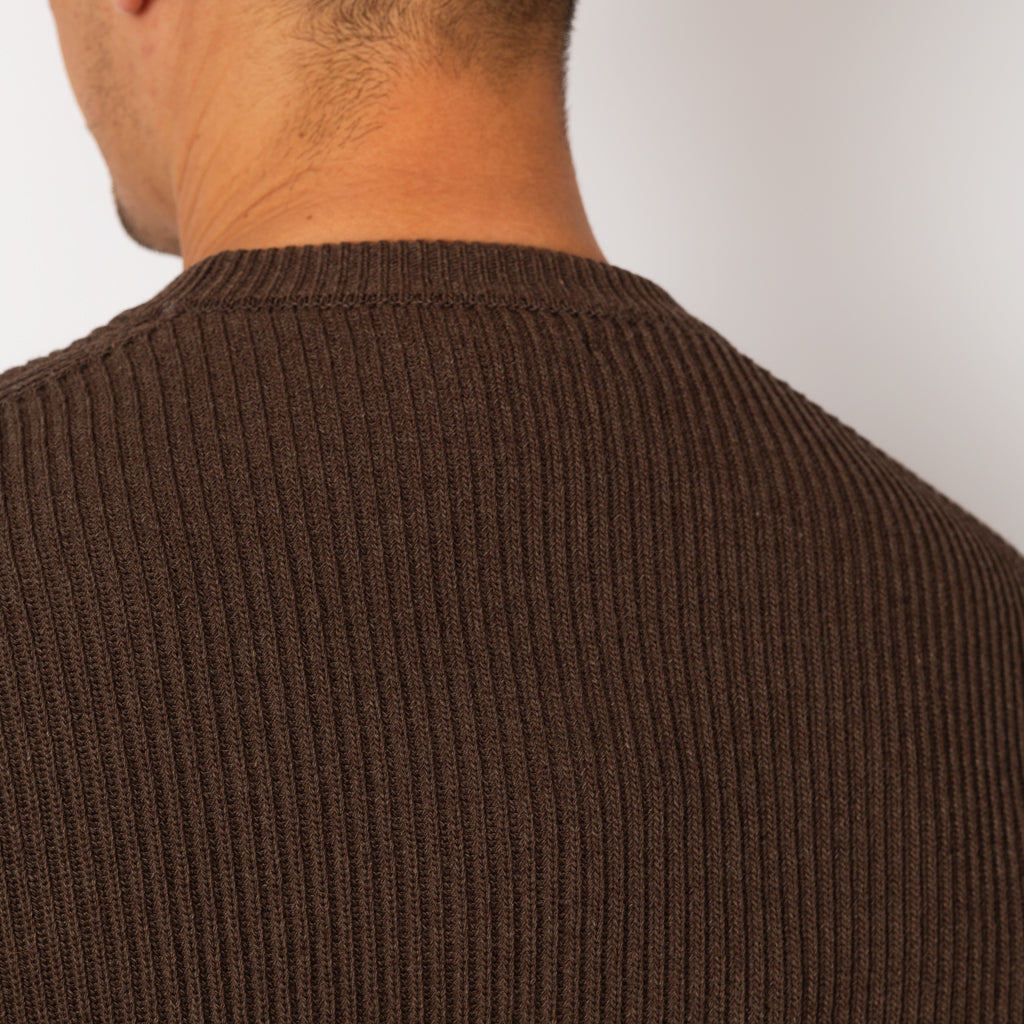 Super Fine Wool Rib Knit - Top Brown