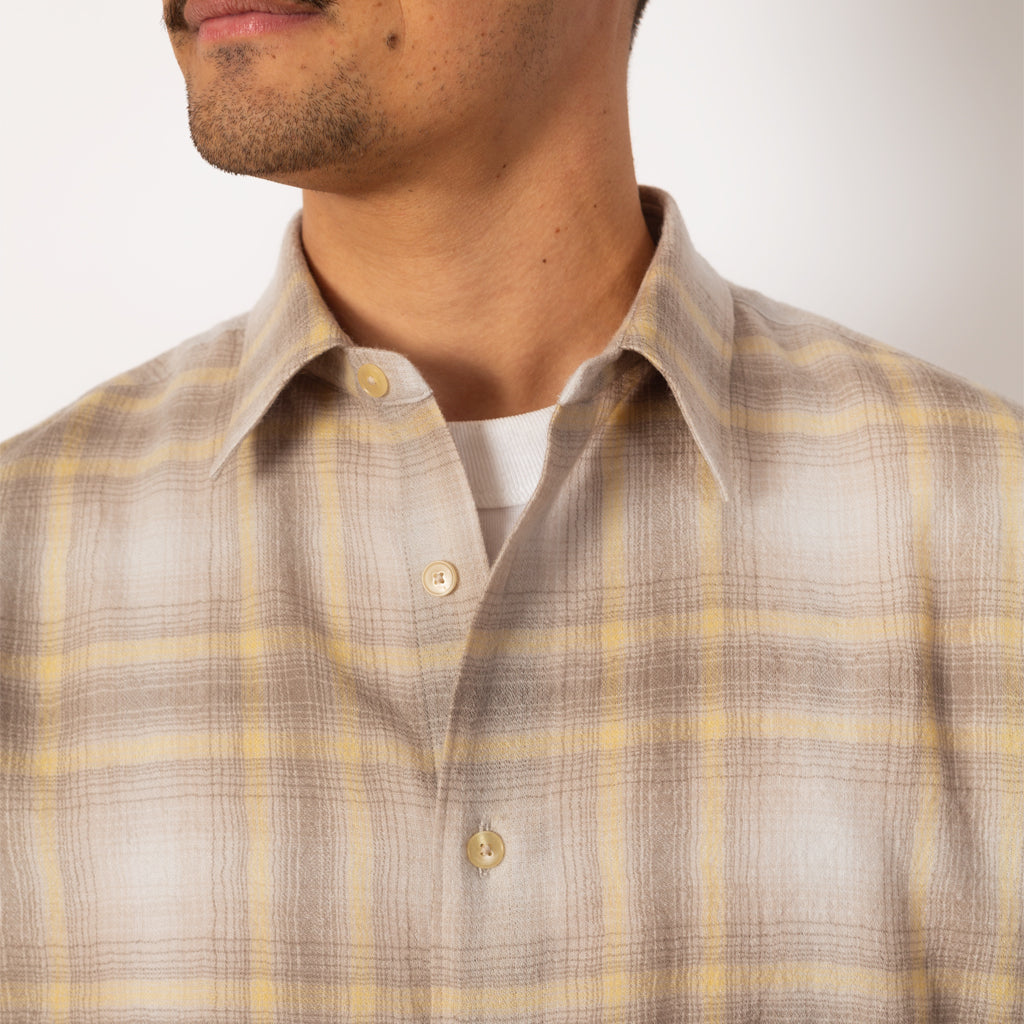 Airy Wool Check Shirt - Yellow/Grey Check