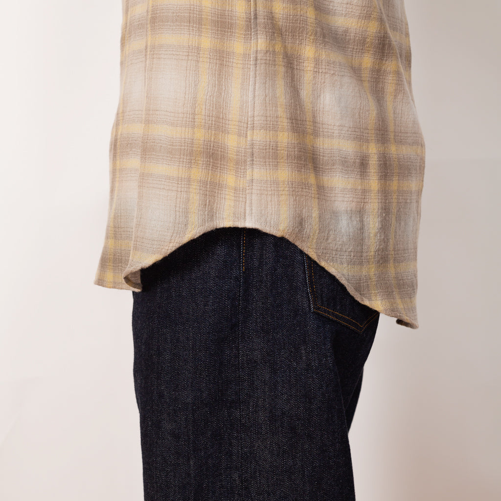 Airy Wool Check Shirt - Yellow/Grey Check