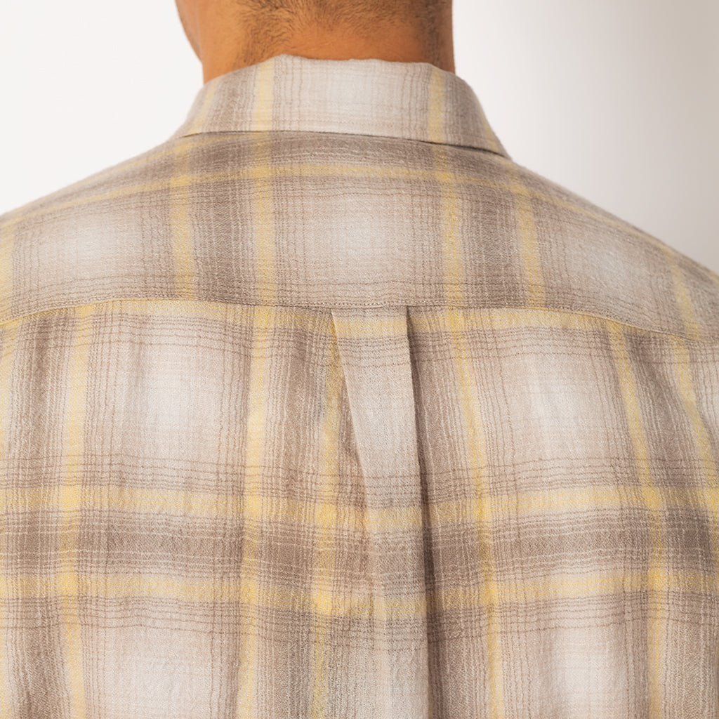 Airy Wool Check Shirt - Yellow/Grey Check