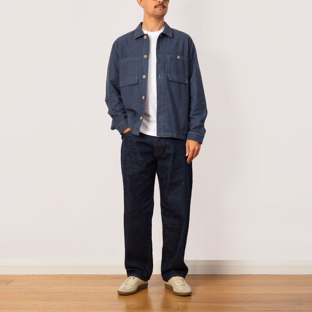 Patch Overshirt - Steel Blue Moleskin