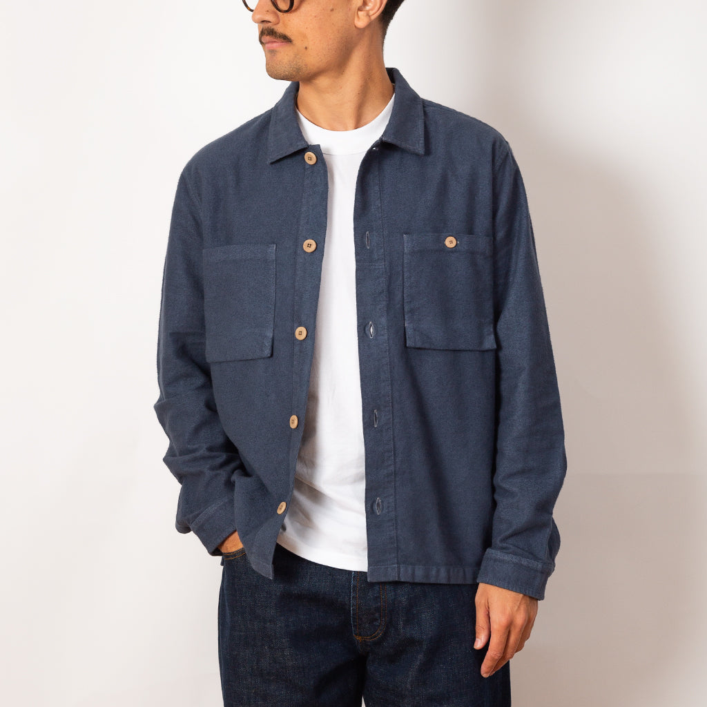 Patch Overshirt - Steel Blue Moleskin