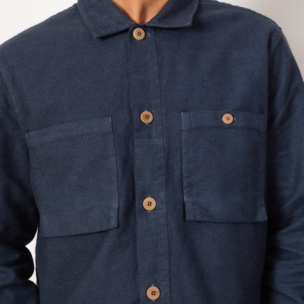 Patch Overshirt - Steel Blue Moleskin