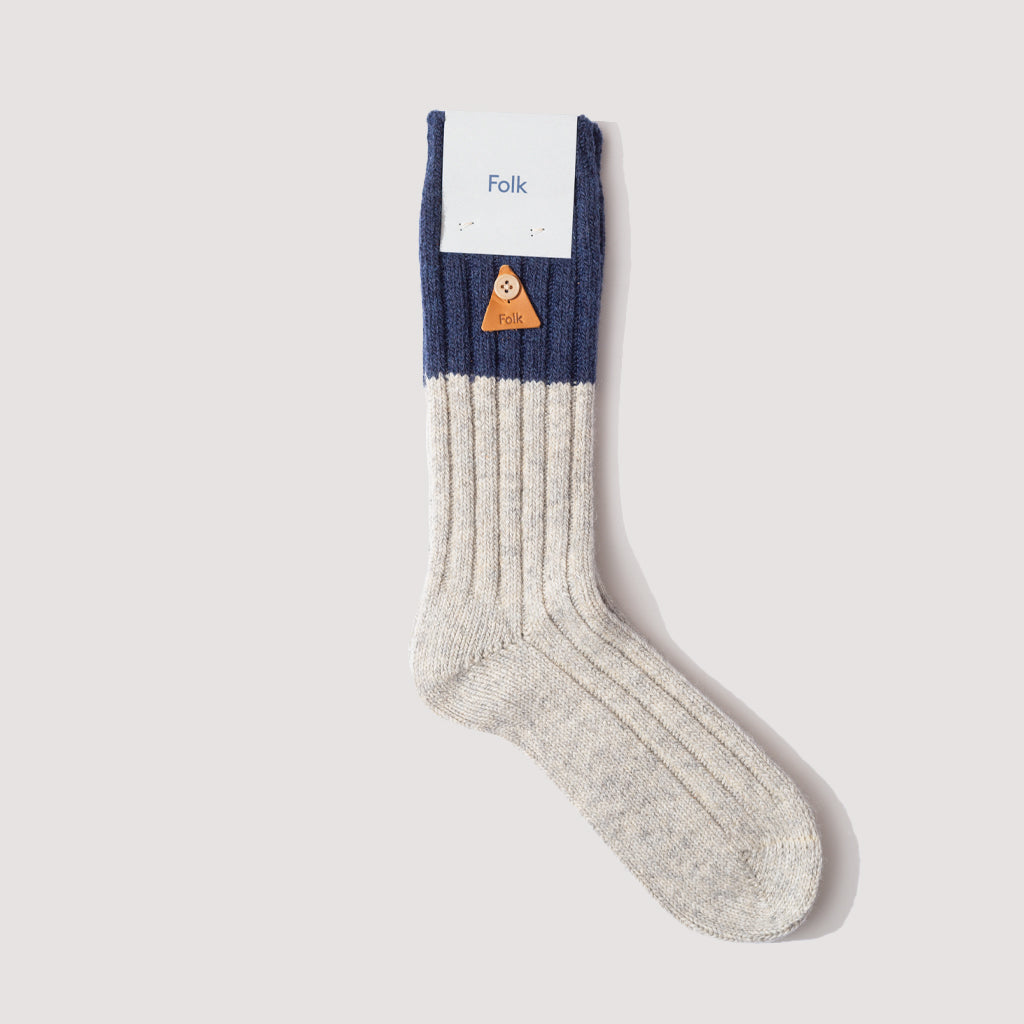 Two Tone Wool Sock - Navy Silver Mix