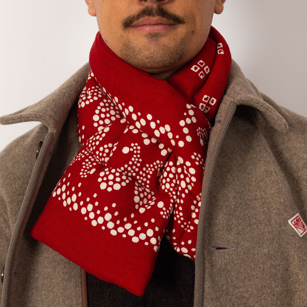 Linen Rayon Kesa Bandana Scarf - Red