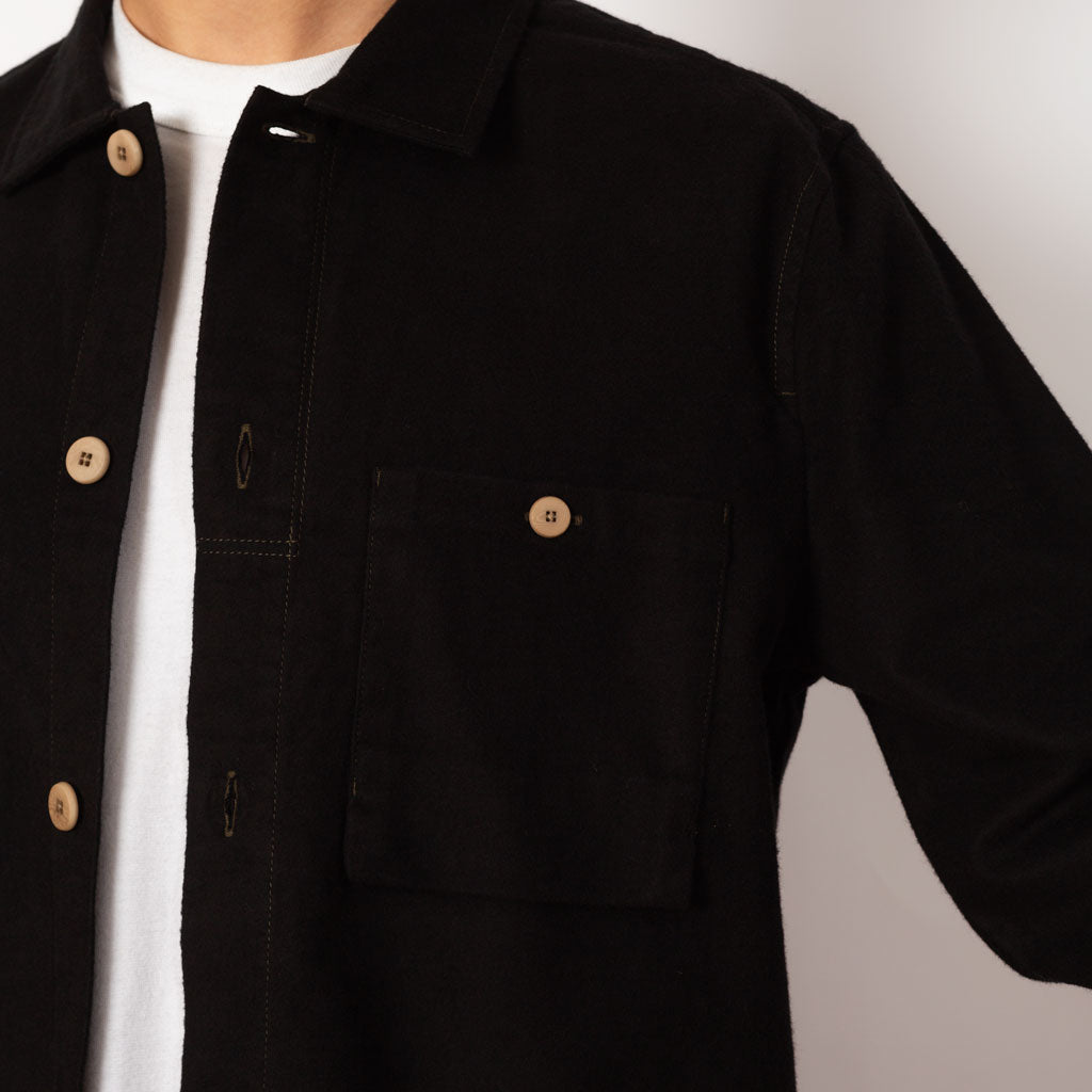 Patch Overshirt - Black Moleskin