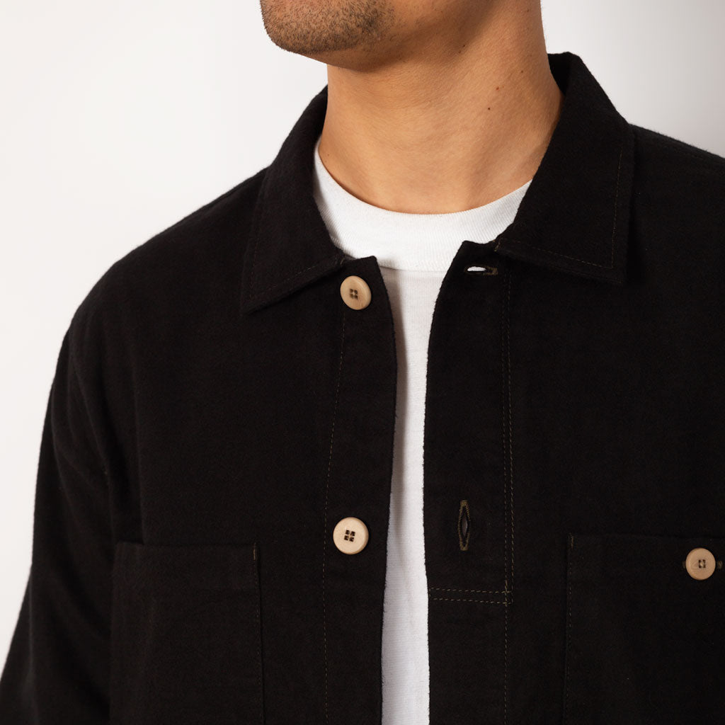 Patch Overshirt - Black Moleskin