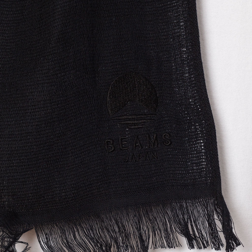 BEAMS Solid sold Black Muffler Fringes Scarf Japanese Brand