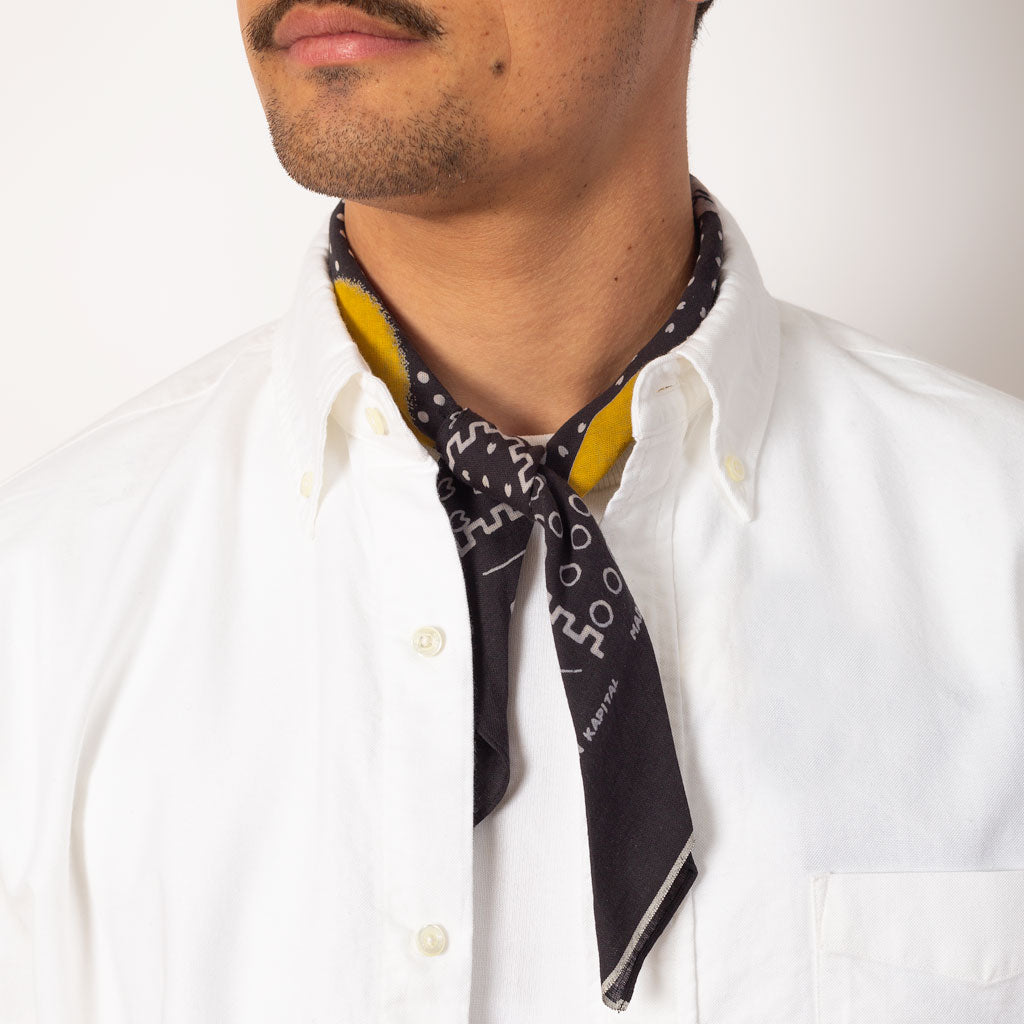 Fastcolour Selvedge Bandana - Black Mirrored Fuji Profile