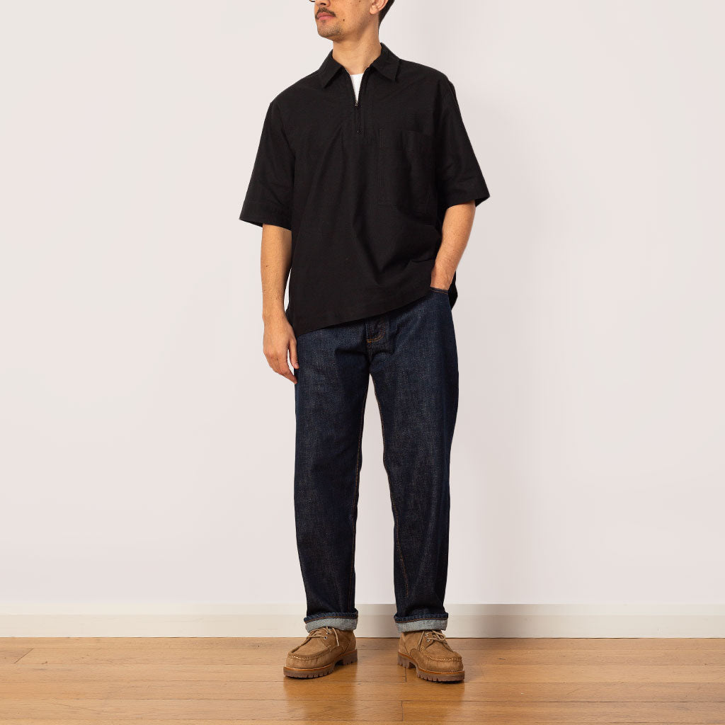 Half Zip Pull On Shirt - Black