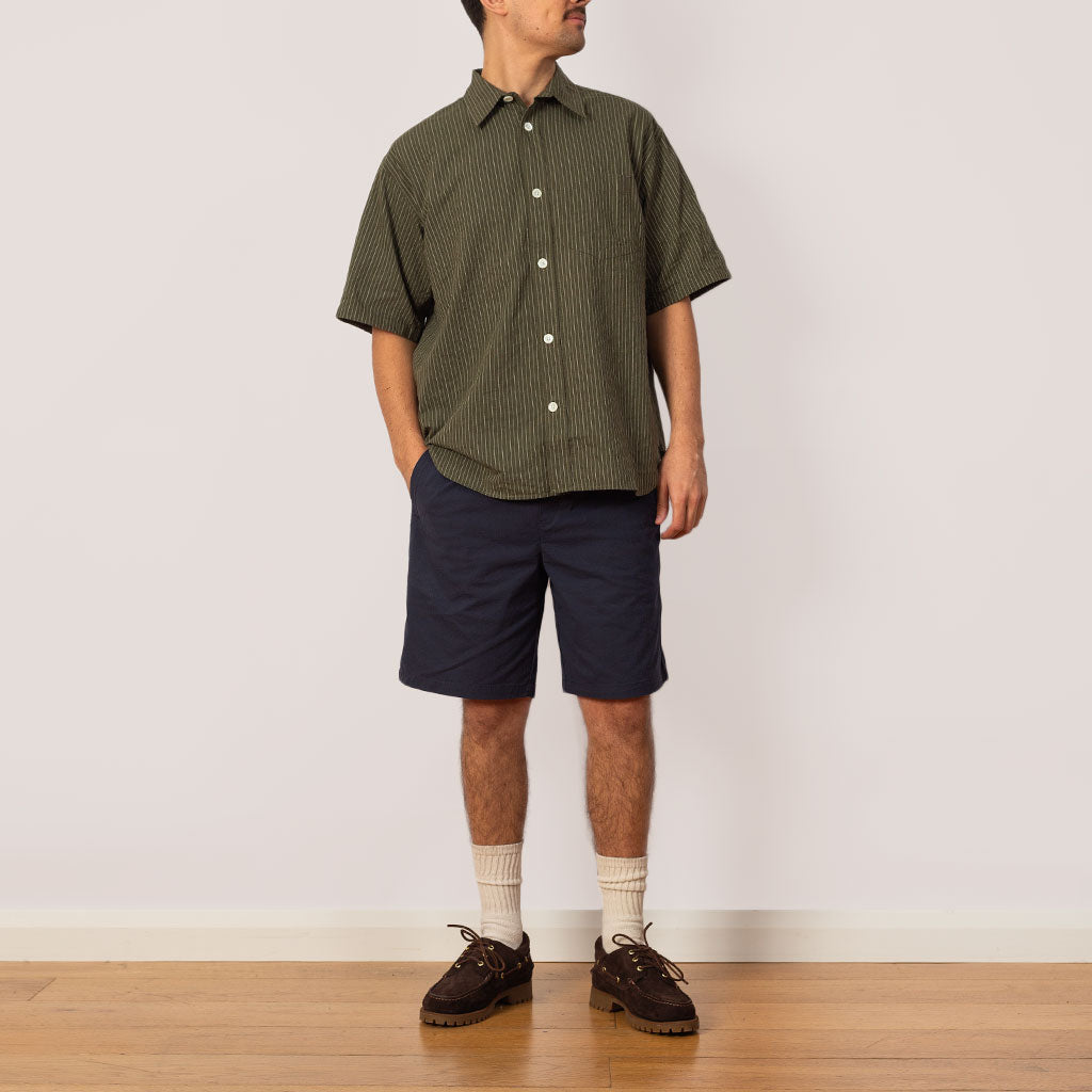 Mo Oversized S/S Stripe Shirt - Moss Green