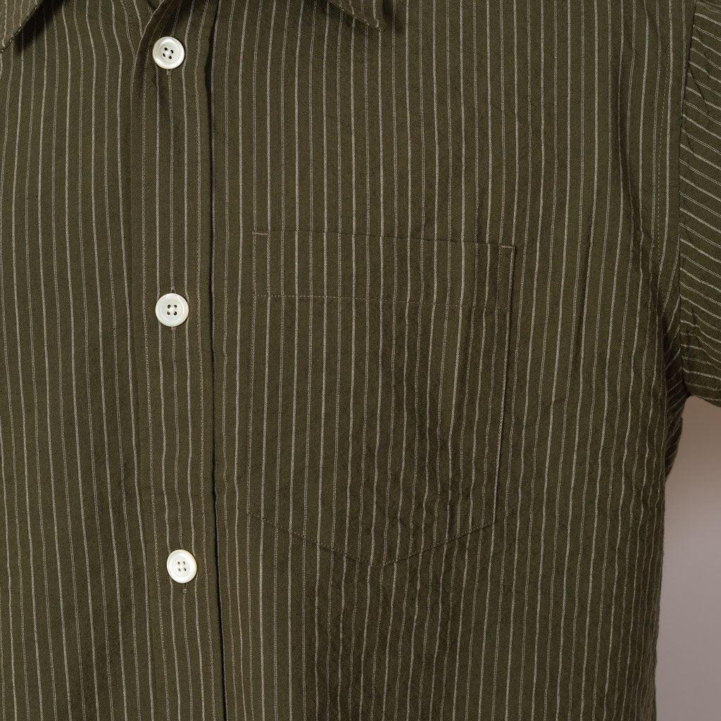 Mo Oversized S/S Stripe Shirt - Moss Green