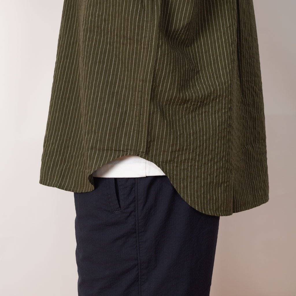 Mo Oversized S/S Stripe Shirt - Moss Green