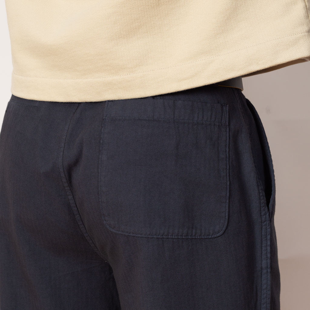 Wide Fit Trouser - Soft Navy Herringbone