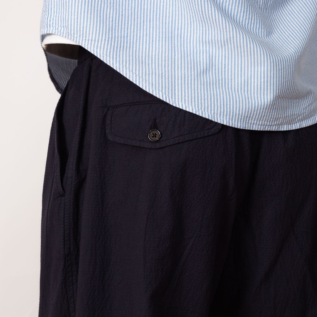 Pleated Track Pant - Navy Seersucker