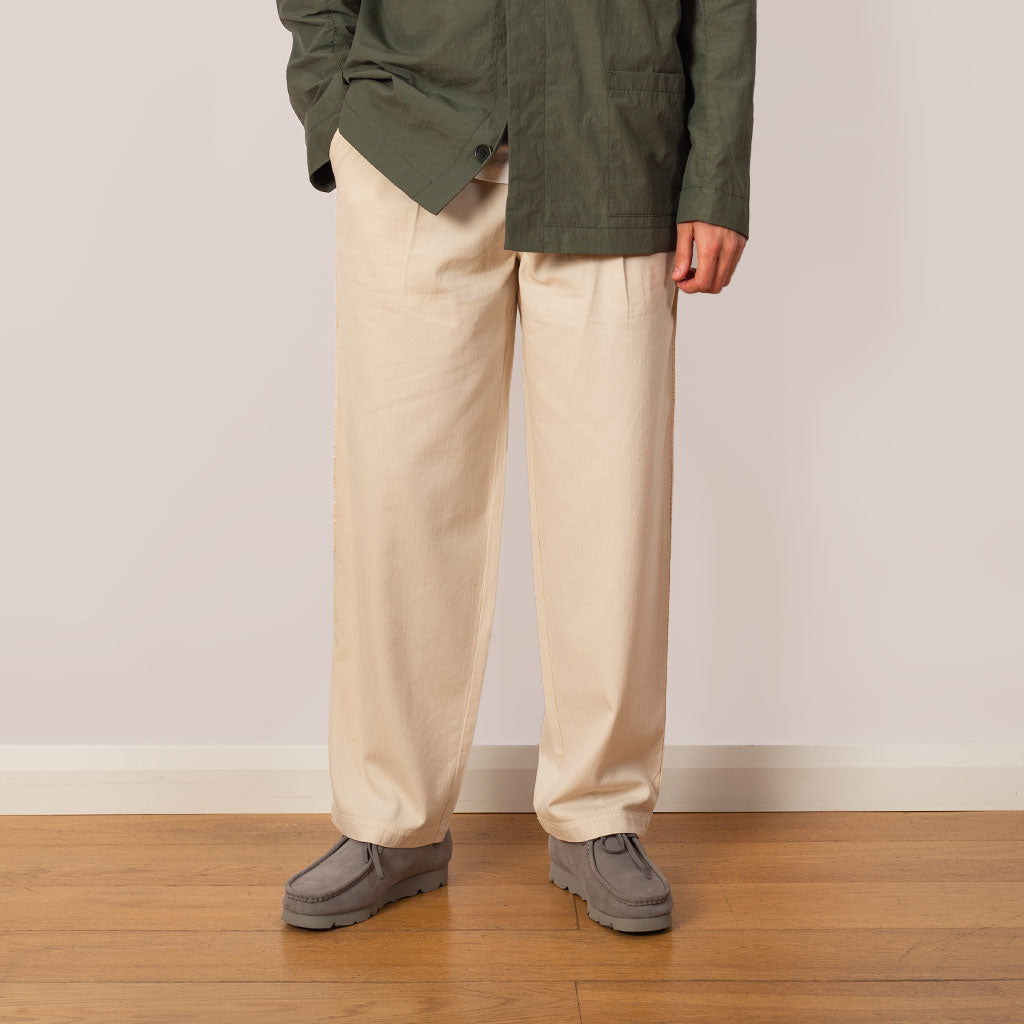 Wide Fit Trouser - Pumice Herringbone