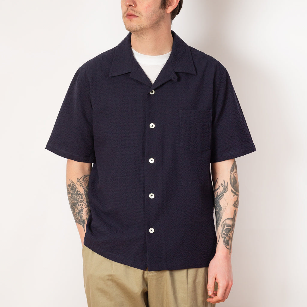 Cocktail Shirt - Navy Seersucker