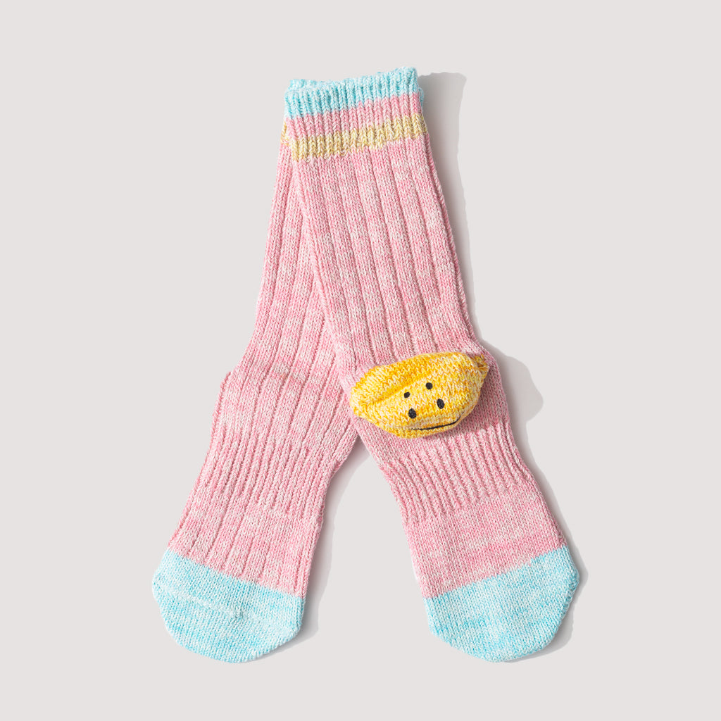 Rainbowy Happy Heel Socks - Pink