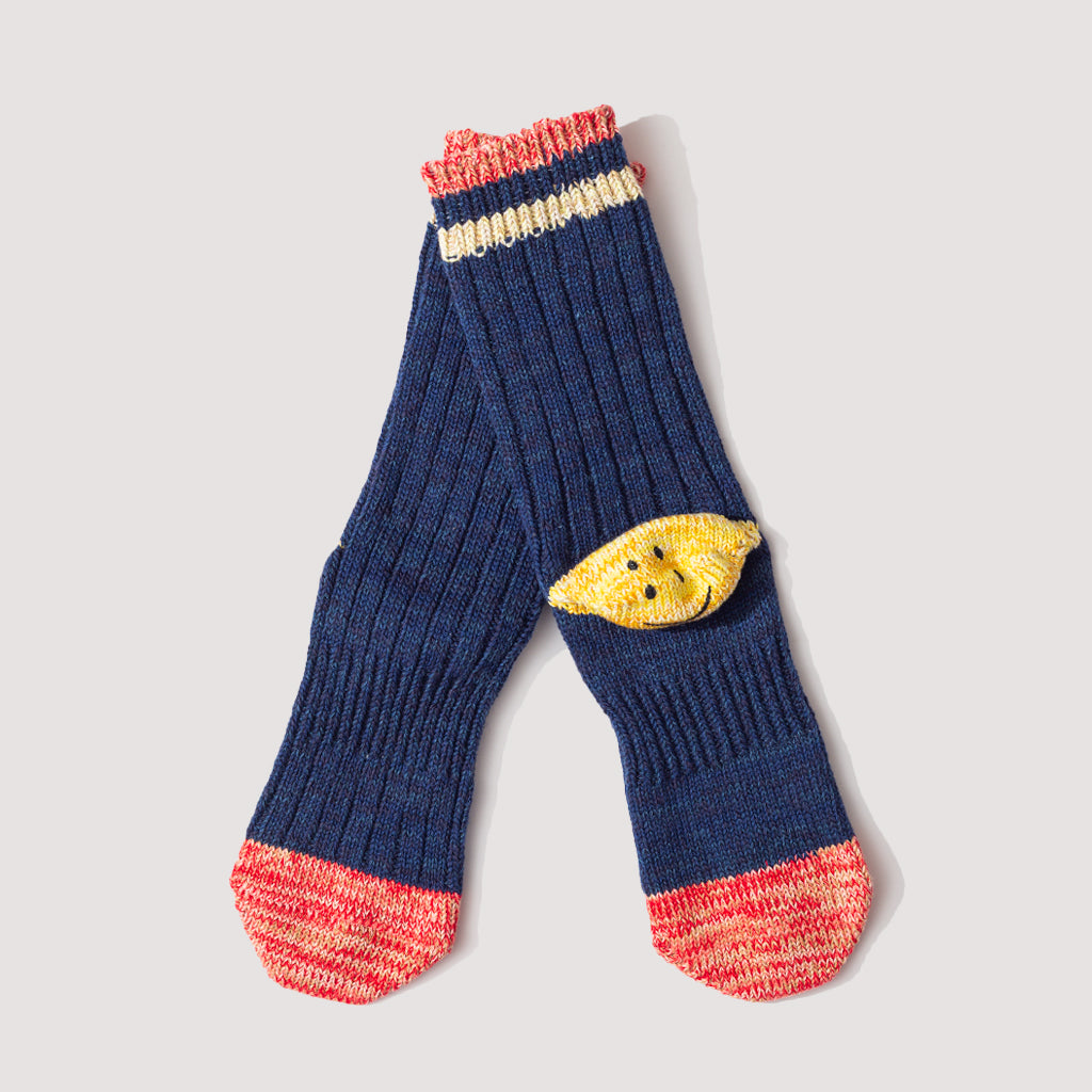 Rainbowy Happy Heel Socks - Navy