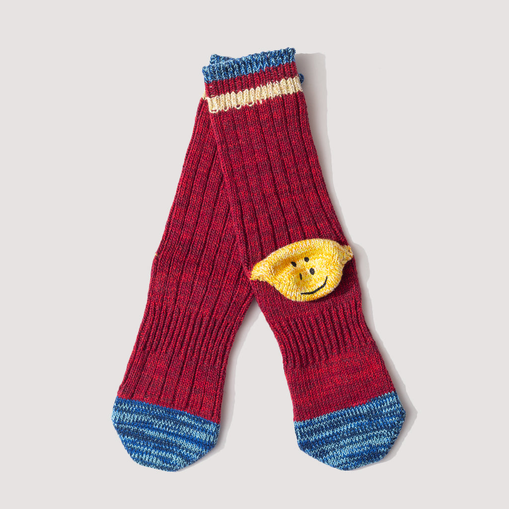 Rainbowy Happy Heel Socks - Red