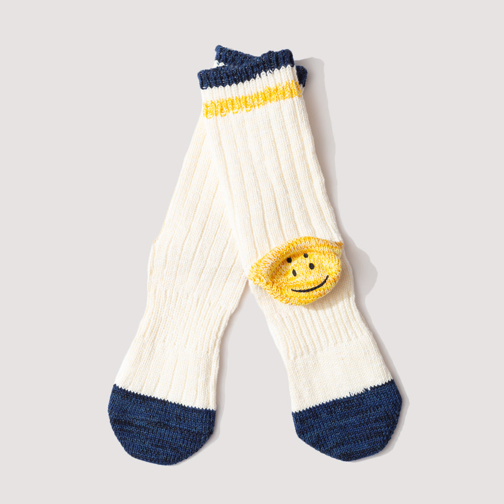 Rainbowy Happy Heel Socks - White