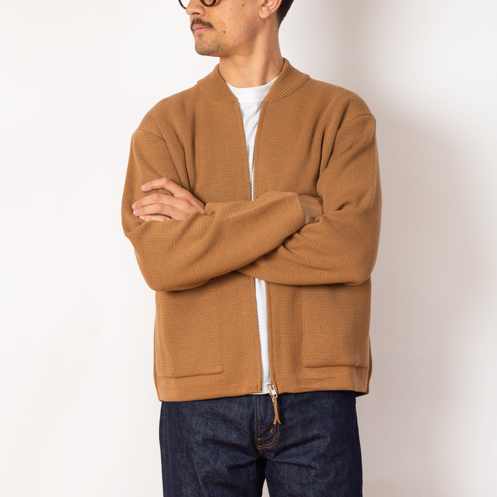 Zip Knitwork Jacket - Sand Merino