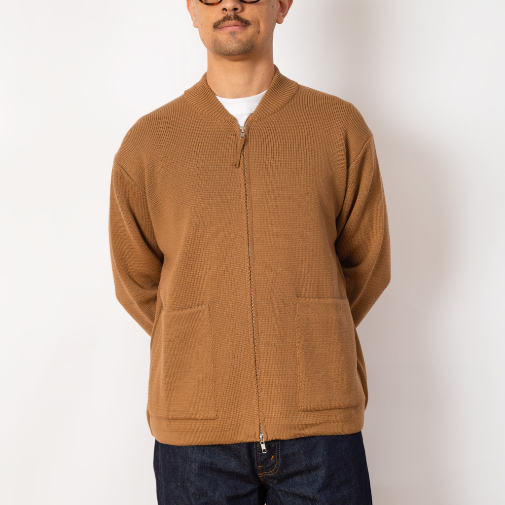 Zip Knitwork Jacket - Sand Merino