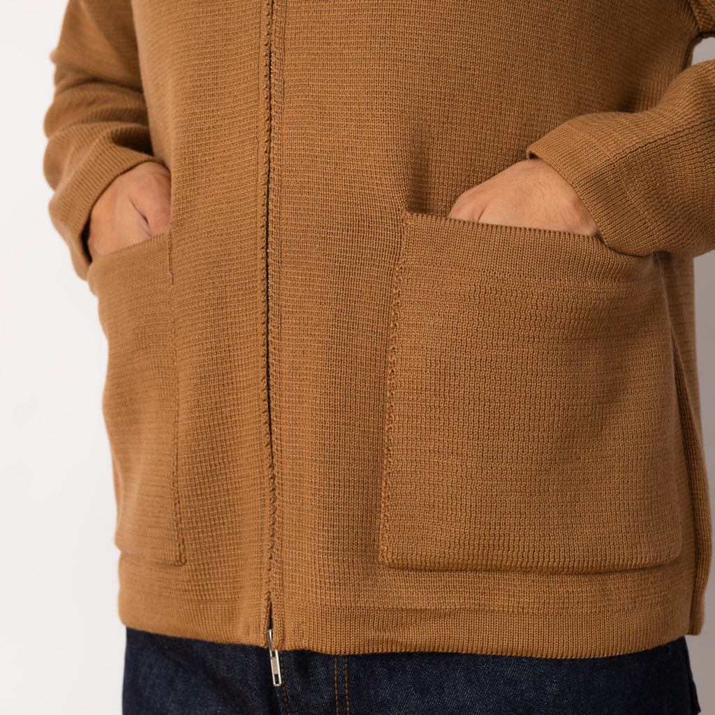 Zip Knitwork Jacket - Sand Merino