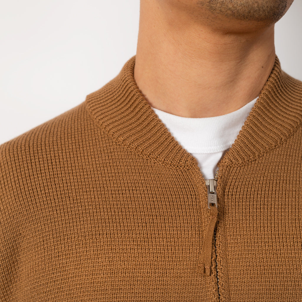 Zip Knitwork Jacket - Sand Merino